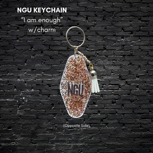 "I AM enough" - Resin Keychain w/Charm
