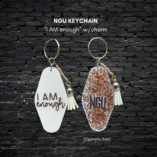 "I AM enough" - Resin Keychain w/Charm